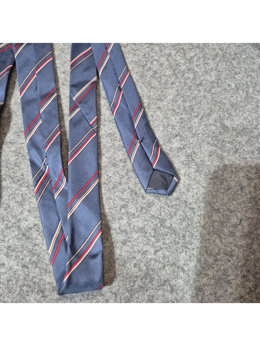 Mario Valentino Men’s 100% Silk Striped Pointed Tie Blue Red